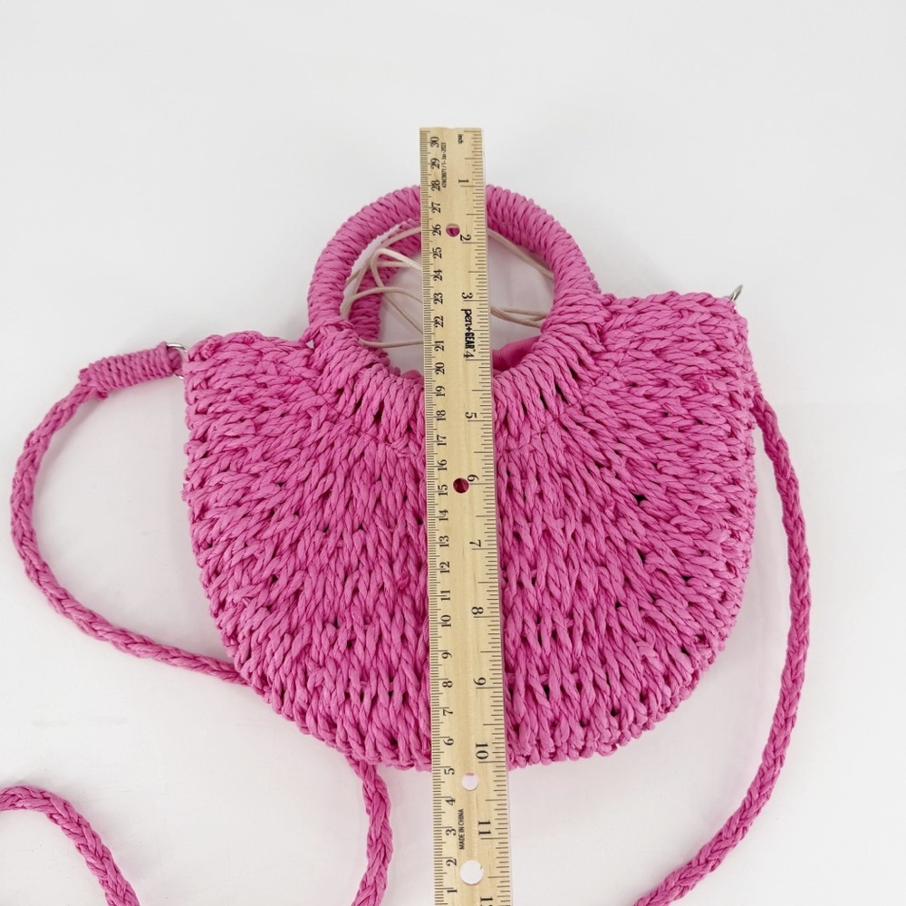 Top It Off Pink Crossbody Straw Pouch Purse Beach Travel Resort Vacation Cruise - Picture 3 of 8